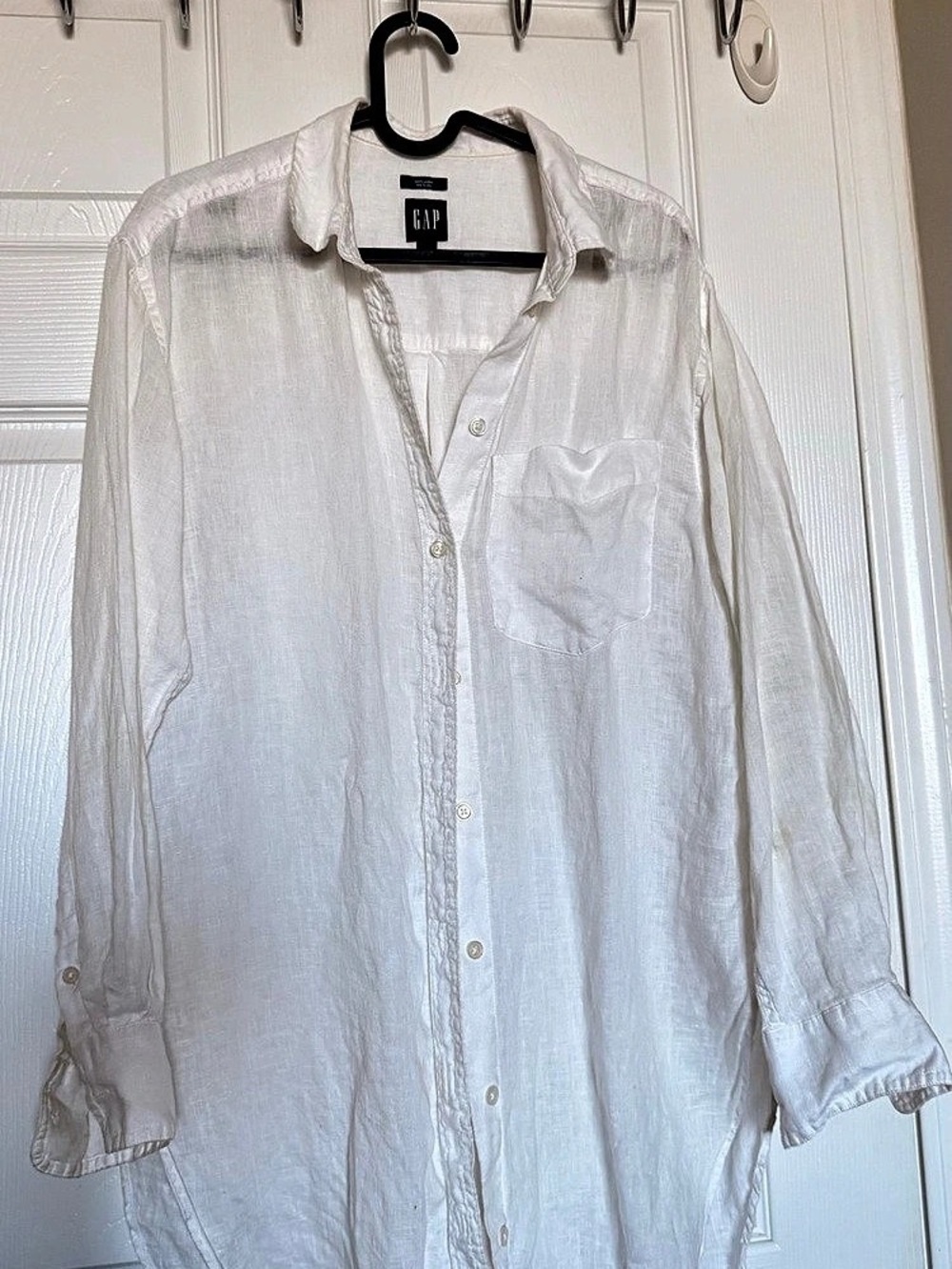 Gap 100% Linen Long Shirt White XS